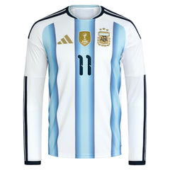 Adidas - Angel Di Maria Argentina National Team 2026 Home Replica Long Sleeve Jersey - White
