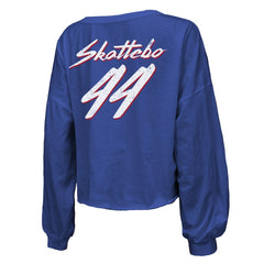 Cam Skattebo New York Giants Majestic Threads Women's Script Name & Number Long Sleeve T-Shirt - Royal - NFL