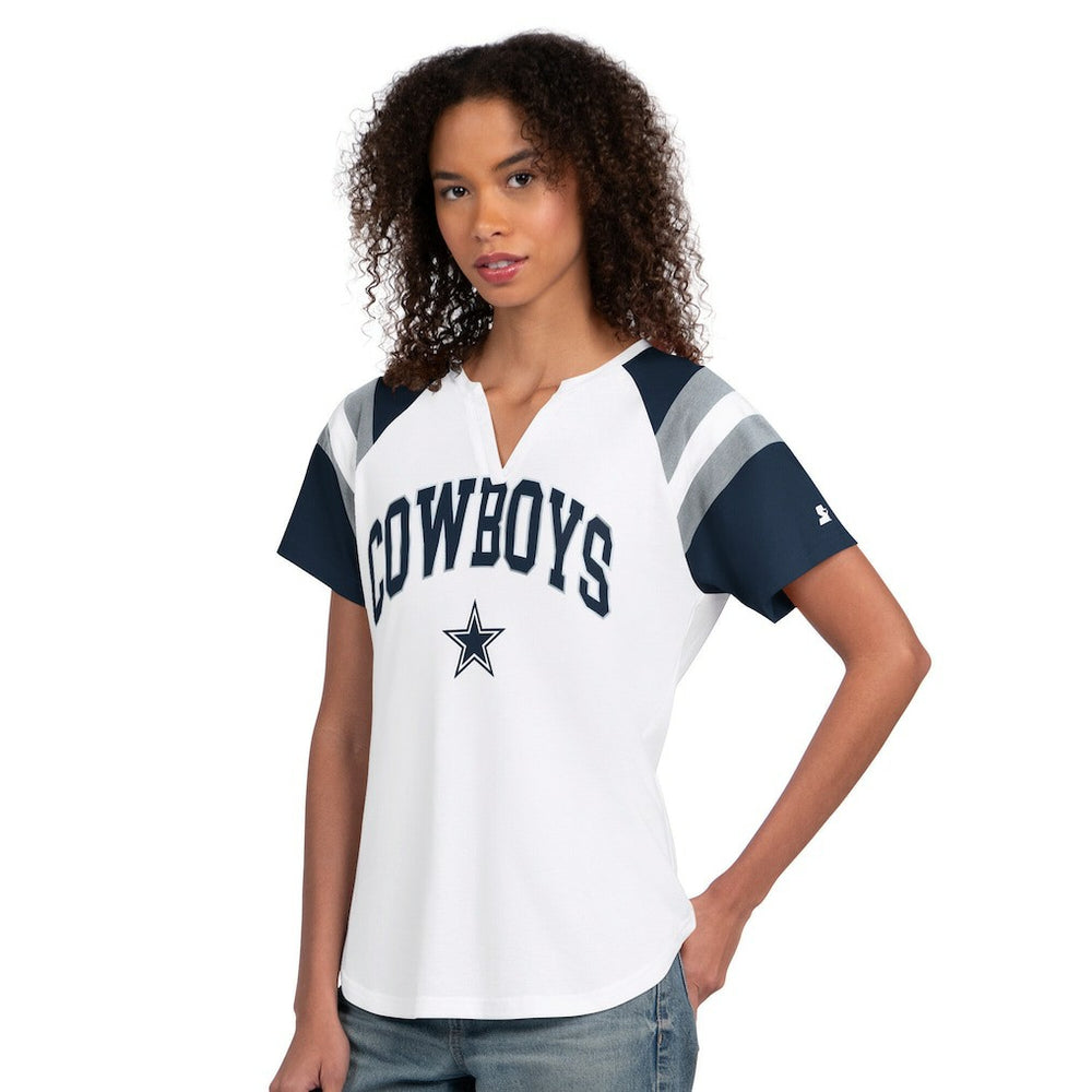 Dallas Cowboys Starter Women's Game On Notch Neck T-Shirt - White - NFL