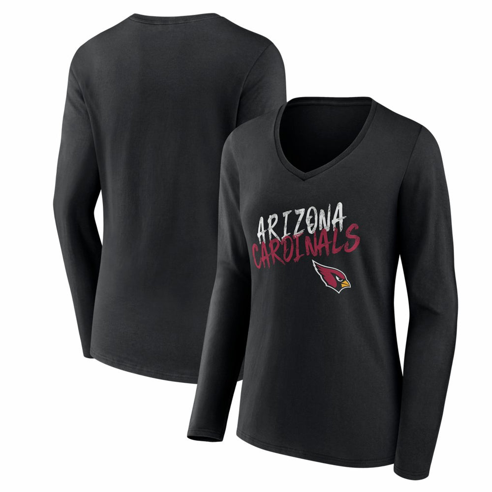 Arizona Cardinals Women's Hustle Long Sleeve V-Neck T-Shirt - Black - NFL