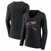 Arizona Cardinals Women's Hustle Long Sleeve V-Neck T-Shirt - Black - NFL
