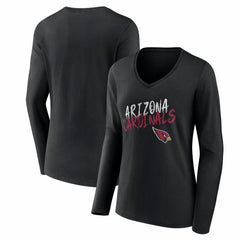 Arizona Cardinals Women's Hustle Long Sleeve V-Neck T-Shirt - Black - NFL