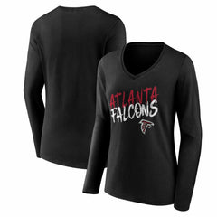 Atlanta Falcons Women's Hustle Long Sleeve V-Neck T-Shirt - Black - NFL