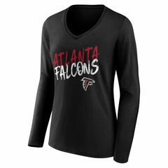 Atlanta Falcons Women's Hustle Long Sleeve V-Neck T-Shirt - Black - NFL
