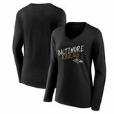 Baltimore Ravens Women's Hustle Long Sleeve V-Neck T-Shirt - Black - NFL