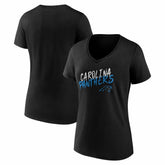 Carolina Panthers Women's Hustle V-Neck T-Shirt - Black - NFL