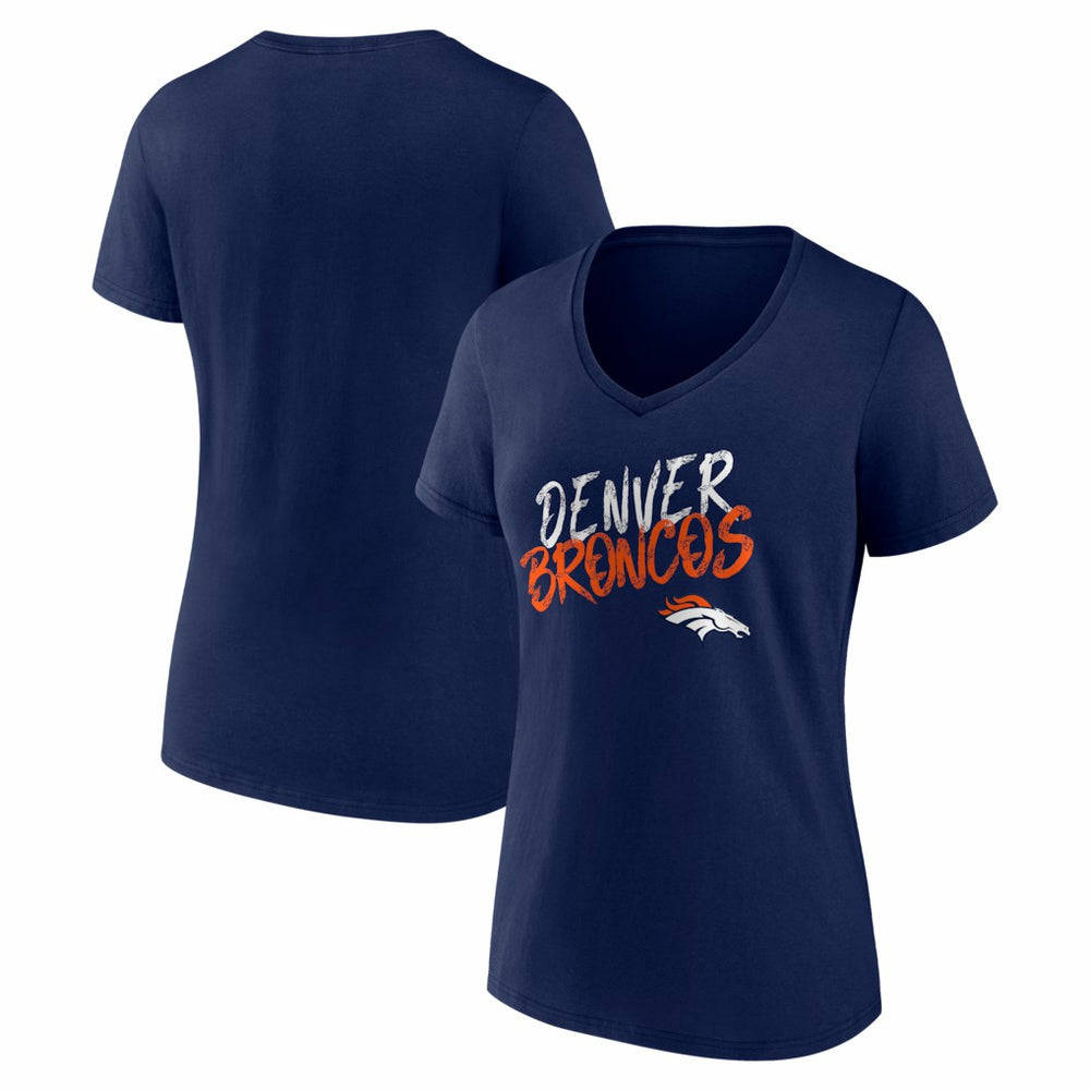 Denver Broncos Women's Hustle V-Neck T-Shirt - Navy - NFL