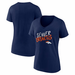 Denver Broncos Women's Hustle V-Neck T-Shirt - Navy - NFL