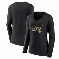 Jacksonville Jaguars Women's Hustle Long Sleeve V-Neck T-Shirt - Black - NFL