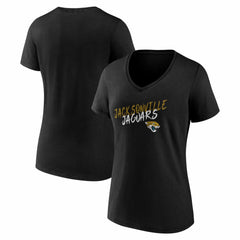 Jacksonville Jaguars Women's Hustle V-Neck T-Shirt - Black - NFL