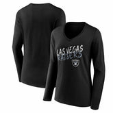 Las Vegas Raiders Women's Hustle Long Sleeve V-Neck T-Shirt - Black - NFL