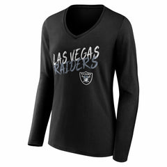 Las Vegas Raiders Women's Hustle Long Sleeve V-Neck T-Shirt - Black - NFL