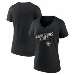 New Orleans Saints Women's Hustle V-Neck T-Shirt - Black - NFL