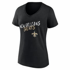 New Orleans Saints Women's Hustle V-Neck T-Shirt - Black - NFL