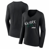 New York Jets Women's Hustle Long Sleeve V-Neck T-Shirt - Black - NFL