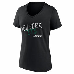 New York Jets Women's Hustle V-Neck T-Shirt - Black - NFL