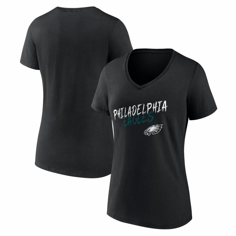 Philadelphia Eagles Women's Hustle V-Neck T-Shirt - Black - NFL