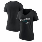 Philadelphia Eagles Women's Hustle V-Neck T-Shirt - Black - NFL