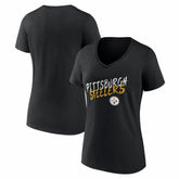 Pittsburgh Steelers Women's Hustle V-Neck T-Shirt - Black - NFL
