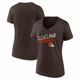 Cleveland Browns Women's Hustle V-Neck T-Shirt - Brown - NFL