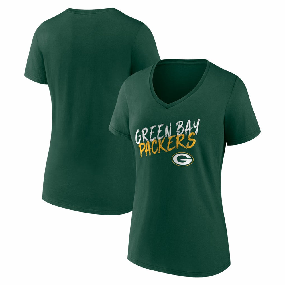 Green Bay Packers Women's Hustle V-Neck T-Shirt - Green - NFL