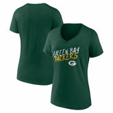 Green Bay Packers Women's Hustle V-Neck T-Shirt - Green - NFL