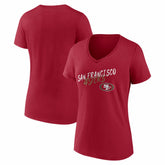 San Francisco 49ers Women's Hustle V-Neck T-Shirt - Scarlet - NFL