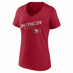 San Francisco 49ers Women's Hustle V-Neck T-Shirt - Scarlet - NFL