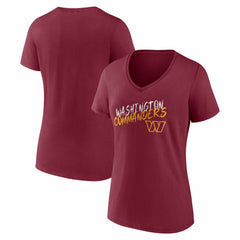 Washington Commanders Women's Hustle V-Neck T-Shirt - Burgundy - NFL