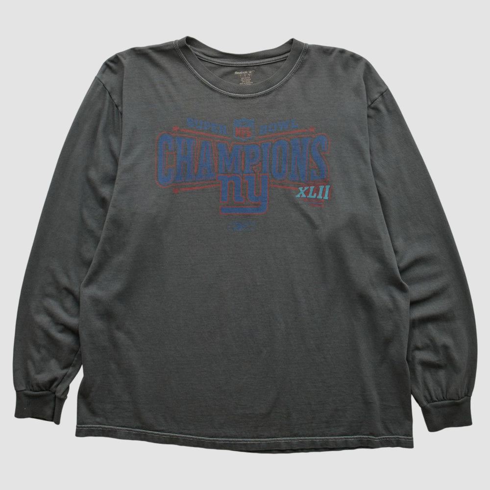 New York Giants Reebok 2008 Long Sleeve T-shirt - Charcoal Vintage - Fanatics