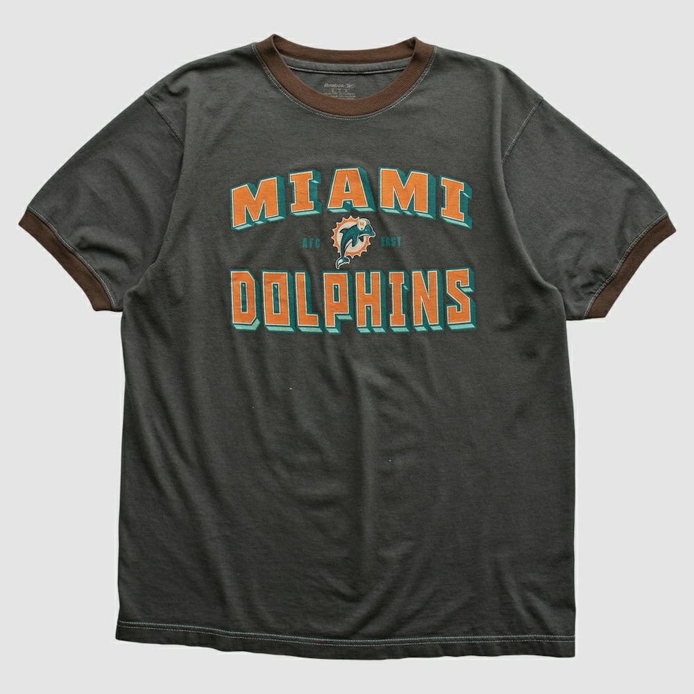 Miami Dolphins Reebok 2000s T-shirt - Charcoal Vintage - Fanatics
