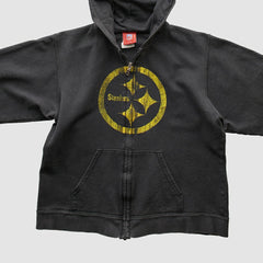 Pittsburgh Steelers NFL 2000s Hooded Full Zip Sweatshirt - Black Vintage - Fanatics