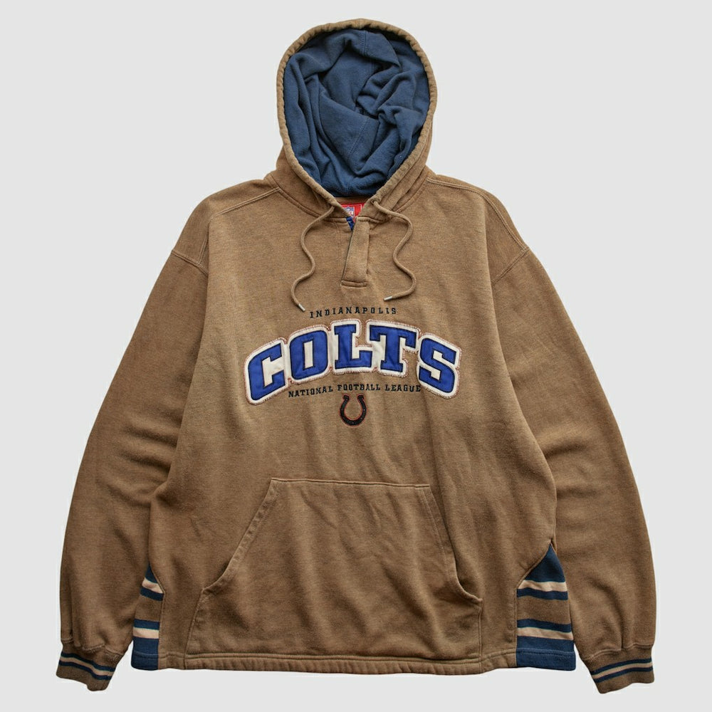 Indianapolis Colts NFL 2000s Hooded Pullover Sweatshirt - Tan Vintage - Fanatics