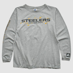 Pittsburgh Steelers Starter 90s Long Sleeve T-shirt - Heather Gray Vintage - Fanatics