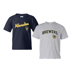 Milwaukee Brewers Soft as a Grape Youth 2-Pack Logo T-Shirt Set for sale
