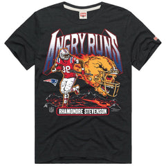 Rhamondre Stevenson New England Patriots Homage Unisex Angry Runs Player Graphic Tri-Blend T-Shirt - Charcoal - NFL
