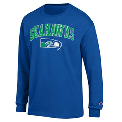 Seattle Seahawks Champion Arch Over Logo Long Sleeve T-Shirt - Royal - NFL
