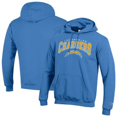 Los Angeles Chargers Champion Powerblend Arch over Logo Hoodie - Powder Blue - NFL