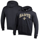 New Orleans Saints Champion Powerblend Arch over Logo Hoodie - Black - NFL