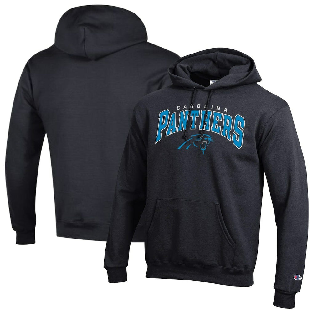Carolina Panthers Champion Powerblend Arch over Logo Hoodie - Black - NFL