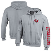 Tampa Bay Buccaneers Champion Powerblend Fleece Full-Zip Hoodie - Heather Charcoal - NFL