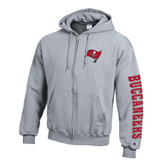Tampa Bay Buccaneers Champion Powerblend Fleece Full-Zip Hoodie - Heather Charcoal - NFL