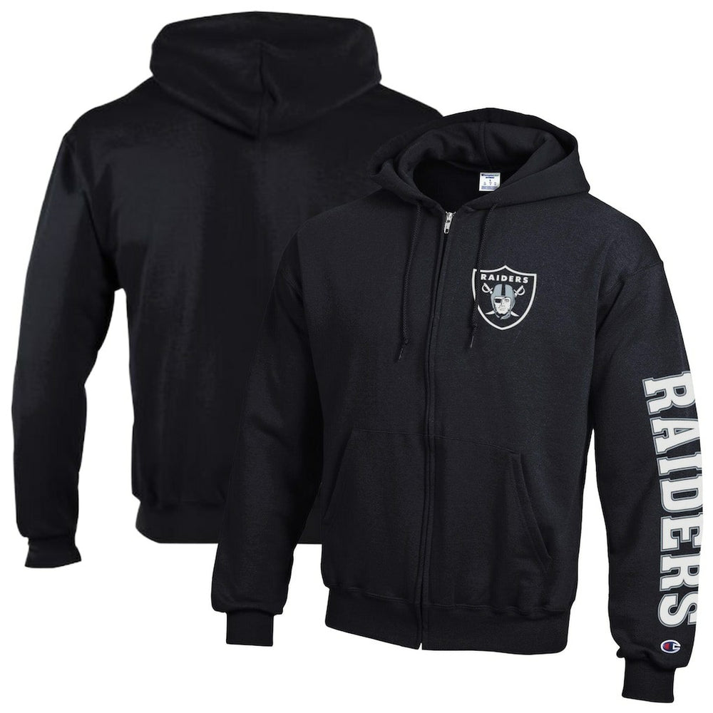 Las Vegas Raiders Champion Powerblend Fleece Full-Zip Hoodie - Black - NFL