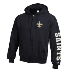 New Orleans Saints Champion Powerblend Fleece Full-Zip Hoodie - Black - NFL