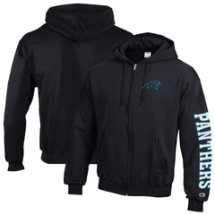 Carolina Panthers Champion Powerblend Fleece Full-Zip Hoodie - Black - NFL