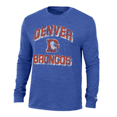 Denver Broncos Champion Ultimate Tri-Blend Long Sleeve T-Shirt - Heather Royal - NFL