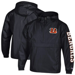 Cincinnati Bengals Champion Packable Windbreaker Half-Zip Jacket - Black - NFL