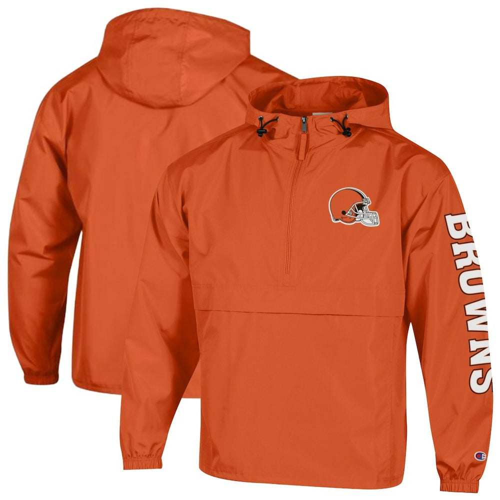 Cleveland Browns Champion Packable Windbreaker Half-Zip Jacket - Orange - NFL