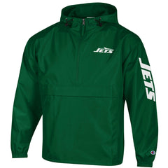 New York Jets Champion Packable Windbreaker Half-Zip Jacket - Green - NFL