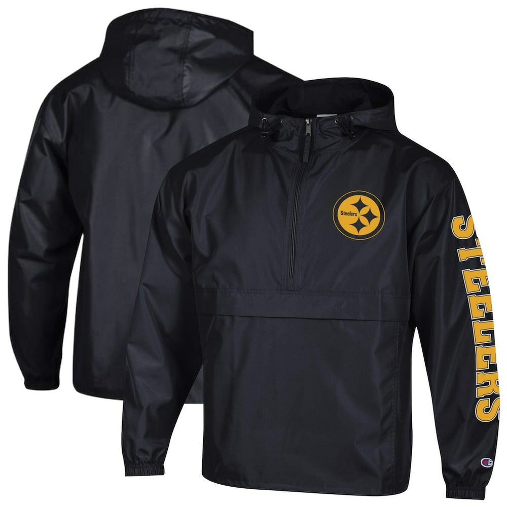 Pittsburgh Steelers Champion Packable Windbreaker Half-Zip Jacket - Black - NFL